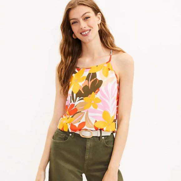 LOFT Tops - LOFT Tropical Halter Graphic Floral Sz‎ S - NWT